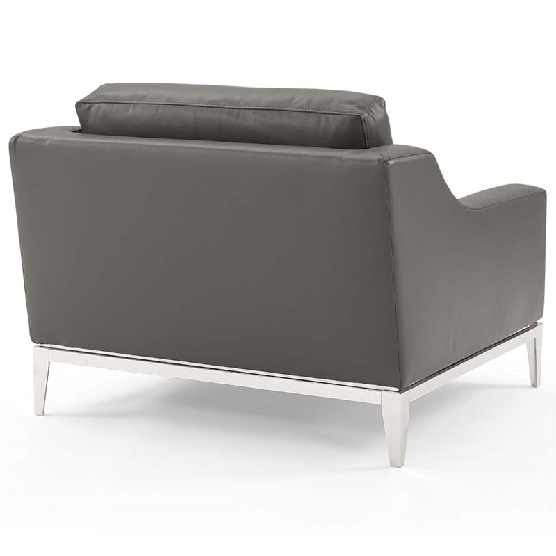 Pemberly Row 3-Piece Stainless Steel & Leather Loveseat Set in Gray