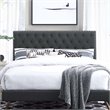 Pemberly Row Tufted Full/Queen Upholstered Linen Fabric Headboard in Gray