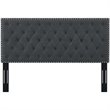 Pemberly Row Tufted Full/Queen Upholstered Linen Fabric Headboard in Gray