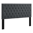 Pemberly Row Tufted Full/Queen Upholstered Linen Fabric Headboard in Gray
