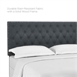 Pemberly Row Tufted Full/Queen Upholstered Linen Fabric Headboard in Gray