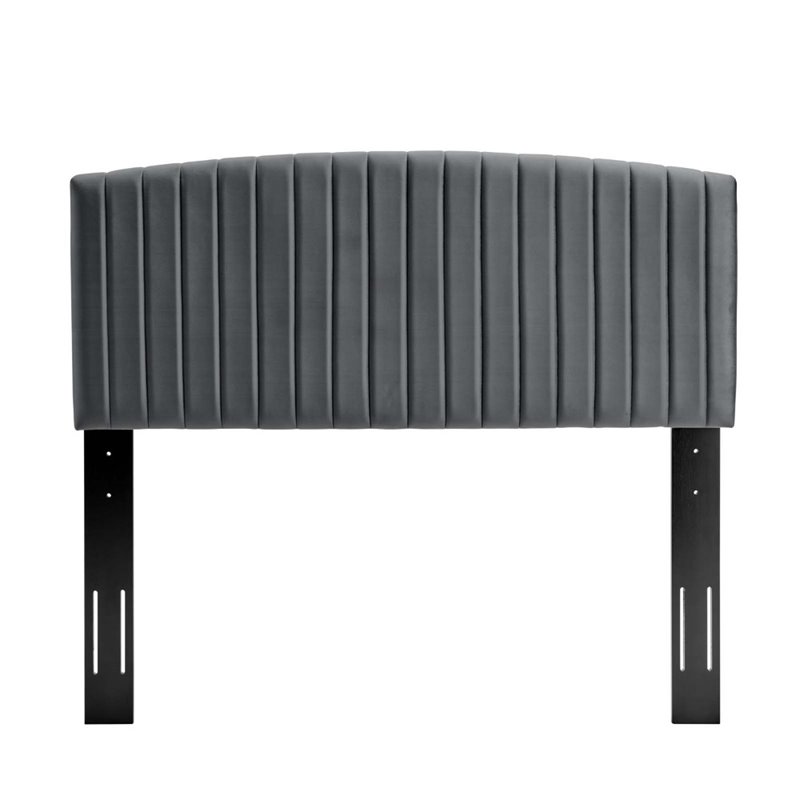 Pemberly Row Modern Performance Velvet Full/Queen Headboard in Charcoal