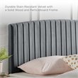 Pemberly Row Modern Performance Velvet Full/Queen Headboard in Charcoal