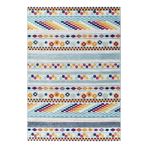Pemberly Row 94.5x122&quot Cadhla Geometric Lattice Area Rug in Multi-Color