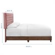 Pemberly Row Diamond Tufted Velvet Wood Queen Bed in Walnut/Dusty Rose
