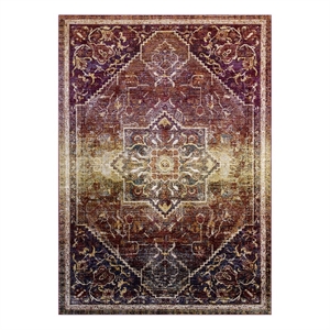 Pemberly Row 94.5x122&quot Kaede Floral Medallion Area Rug in Multi-Color
