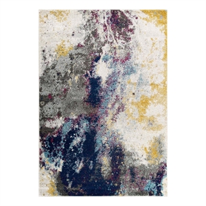 Pemberly Row 94.5x122&quot Adeline Area Rug in Blue/Gray/Yellow/Ivory/Pink