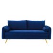 Pemberly Row Modern Performance Velvet & Metal Sofa in Navy/Gold