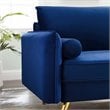 Pemberly Row Modern Performance Velvet & Metal Sofa in Navy/Gold