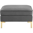 Pemberly Row Modern Performance Velvet Ottoman in Gray / Gold
