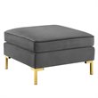 Pemberly Row Modern Performance Velvet Ottoman in Gray / Gold