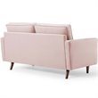 Pemberly Row Modern Performance Velvet Loveseat in Pink/Walnut
