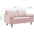 Pemberly Row Modern Performance Velvet Loveseat in Pink/Walnut
