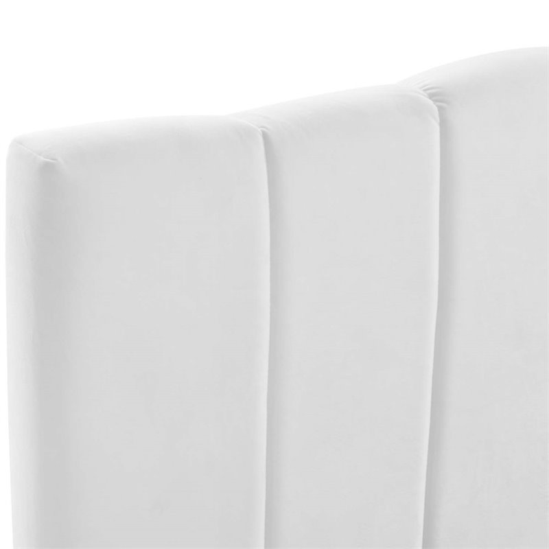 Pemberly Row Channel Performance Velvet Tufted Full-Queen Headboard in White