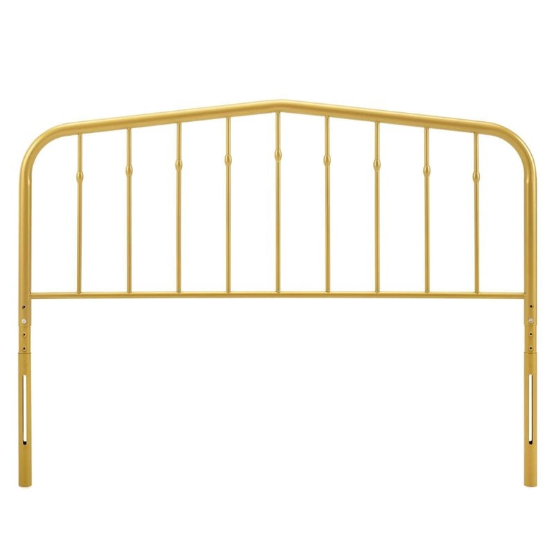 Pemberly Row Contemporary Modern King Metal Spindle Headboard in Gold