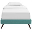 Pemberly Row Twin Polyester Fabric Bed Frame with Round Splayed Legs in Teal