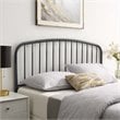 Pemberly Row Modern Farmhouse Queen Metal Spindle Headboard in Gray