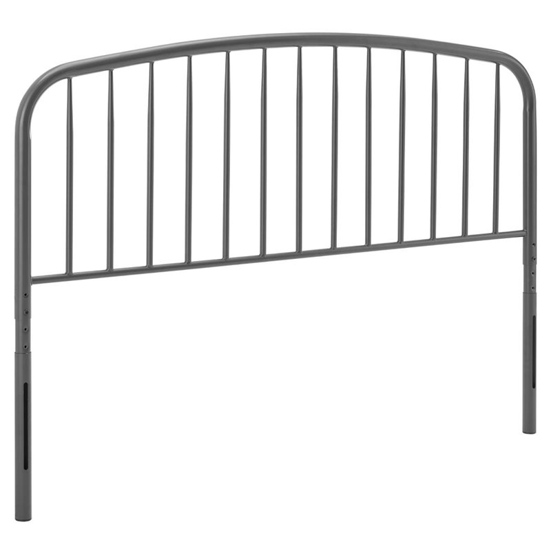 Pemberly Row Modern Farmhouse Queen Metal Spindle Headboard in Gray