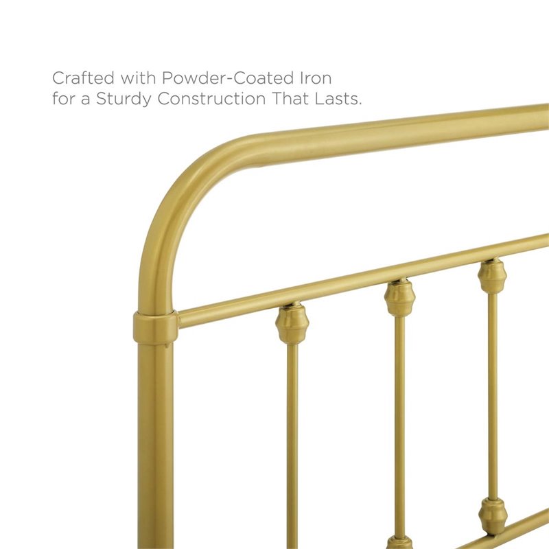 Pemberly Row Modern Farmhouse Twin Metal Spindle Headboard in Gold