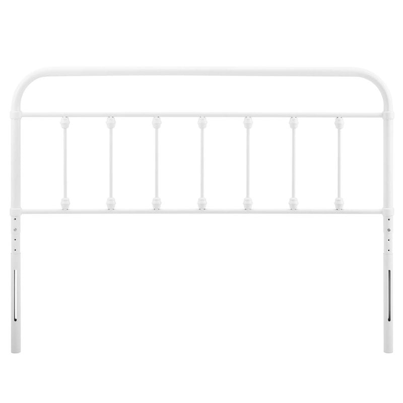 Pemberly Row Modern Farmhouse Queen Metal Spindle Headboard in White