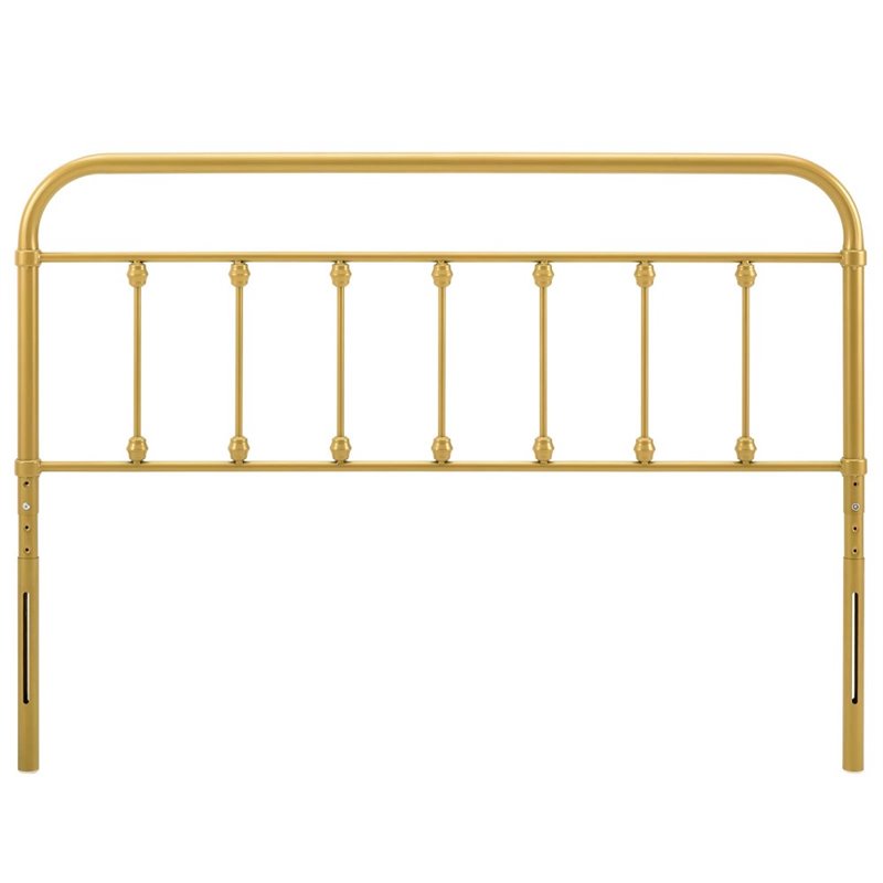 Pemberly Row King Modern Powder Coated Iron Headboard in Gold Finish