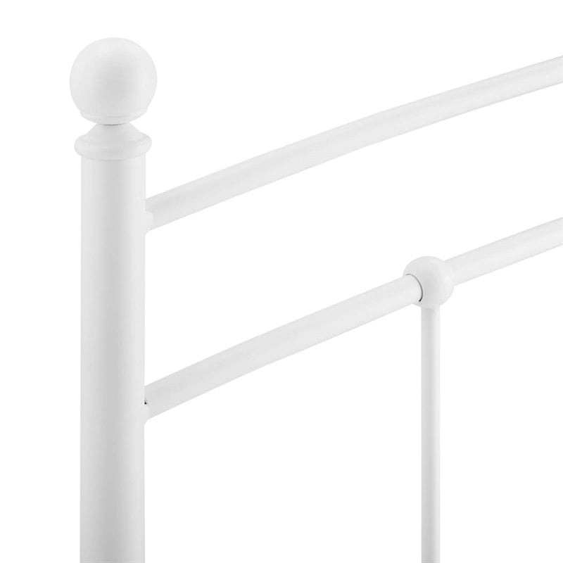 Pemberly Row Queen Modern Style Powder Coated Iron Headboard in White