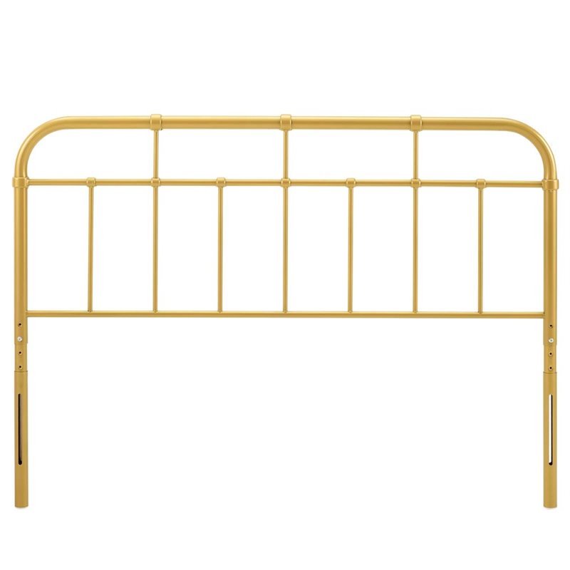 Pemberly Row Modern Farmhouse Full Metal Spindle Headboard in Gold
