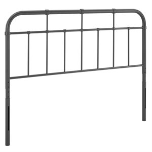 Pemberly Row Modern Farmhouse King Metal Spindle Headboard in Gray
