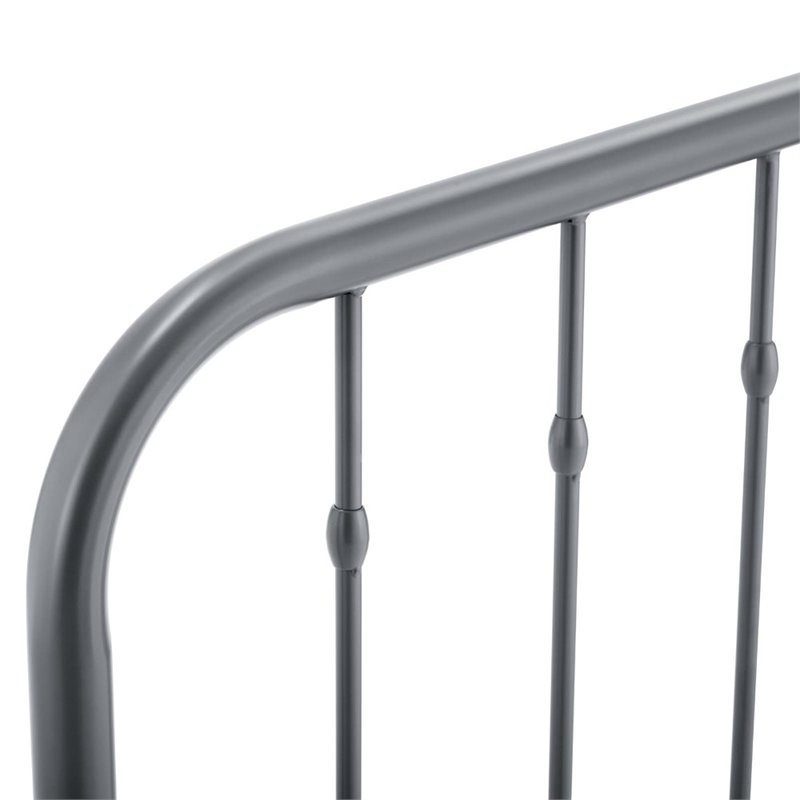 Pemberly Row Contemporary Modern Twin Metal Spindle Headboard in Gray