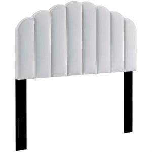 Pemberly Row Twin Modern Performance Velvet Headboard in White