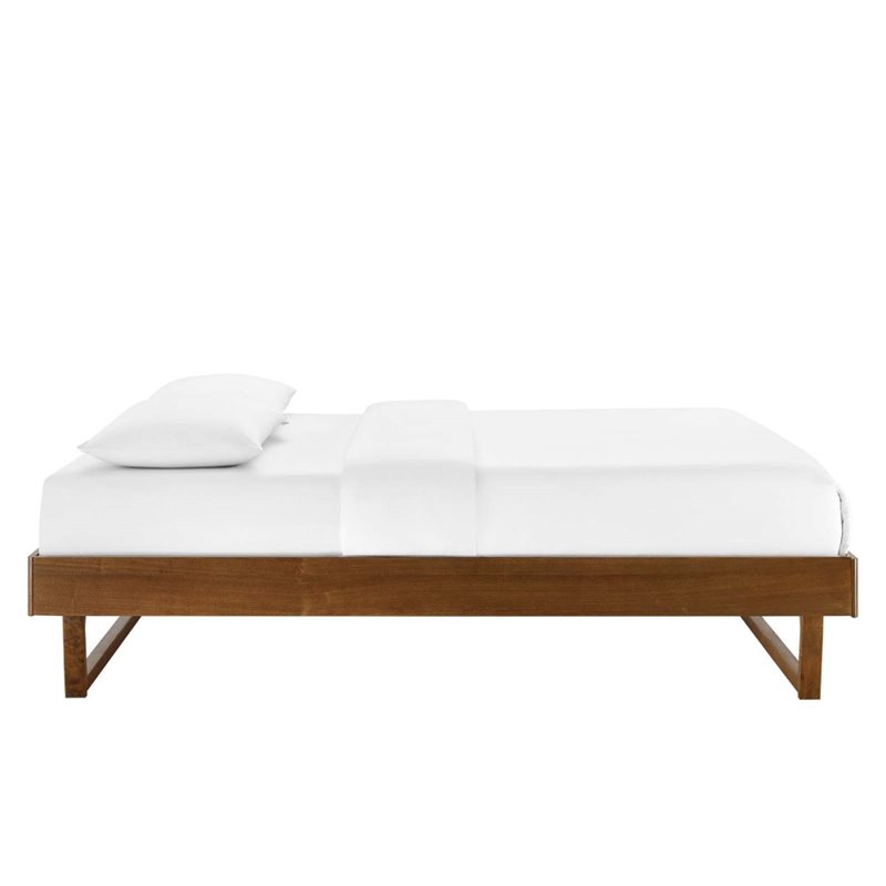 Pemberly Row Full Rubberwood and MDF Wood Platform Bed Frame in Walnut