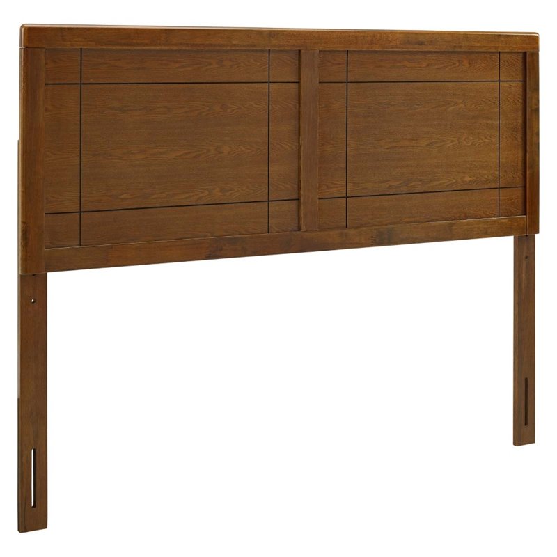 Pemberly Row King Modern Rubberwood and MDF Headboard in Walnut