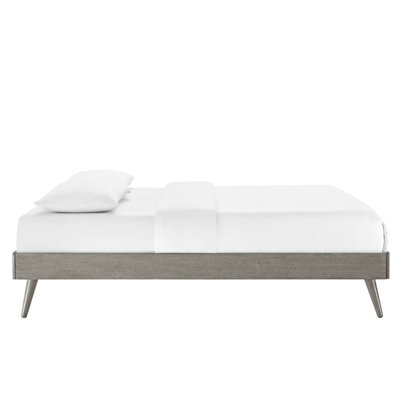 Pemberly Row Queen MDF Wood and Rubberwood Platform Bed Frame in Gray