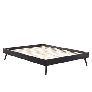 Pemberly Row King MDF Wood and Rubberwood Platform Bed Frame in Black