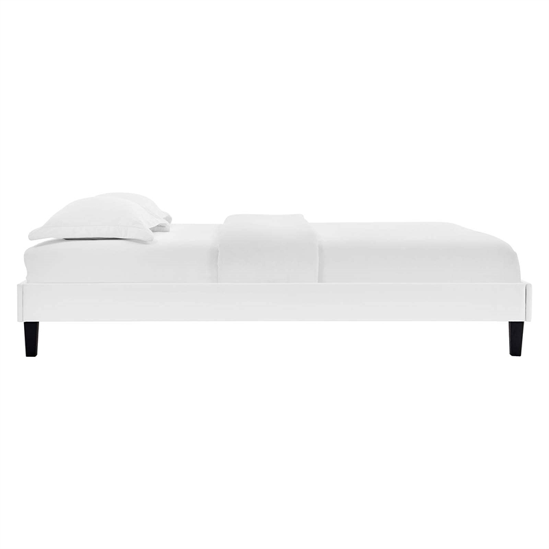 Pemberly Row Full Performance Velvet Platform Bed Frame in White