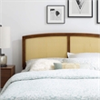Pemberly Row Cane Rattan and Rubberwood Full Headboard in Walnut