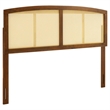 Pemberly Row Cane Rattan and Rubberwood Full Headboard in Walnut