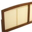 Pemberly Row Cane Rattan and Rubberwood Full Headboard in Walnut