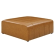 Pemberly Row Modern Upholstered Faux Leather Ottoman in Tan Finish
