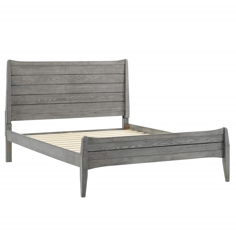 Pemberly Row Queen Rubberwood and MDF Wood Platform Bed in Gray