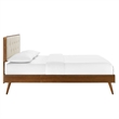 Pemberly Row Full Wood Platform Bed with Splayed Legs in Walnut/Beige
