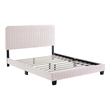 Pemberly Row Channel Tufted Performance Velvet Full Platform Bed in Pink