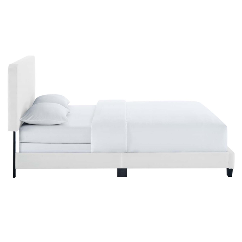Pemberly Row Channel Tufted Performance Velvet Full Bed in White