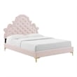 Pemberly Row Performance Velvet Full Platform Bed in Pink Finish