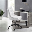 Pemberly Row Tufted Faux Leather Swivel Office Chair in White & Black