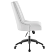 Pemberly Row Tufted Faux Leather Swivel Office Chair in White & Black
