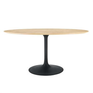 Pemberly Row 60&quot Oval Modern Wood & Metal Dining Table in Natural/Black