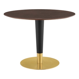 Pemberly Row 39.5&quot Round Modern Wood Dining Table in Cherry/Gold