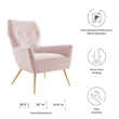 Pemberly Row Modern Tufted Performance Velvet Armchair in Pink/Gold