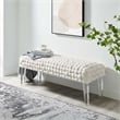 Pemberly Row Modern Woven Performance Velvet Ottoman in White